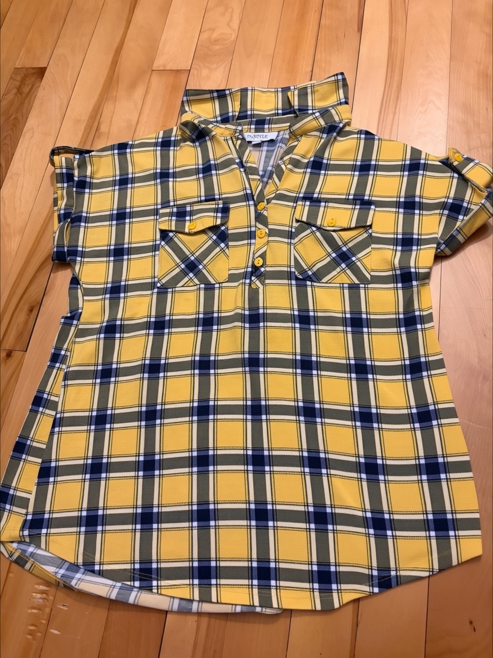 Reitmans my style Yellow Navy Plaid checkered